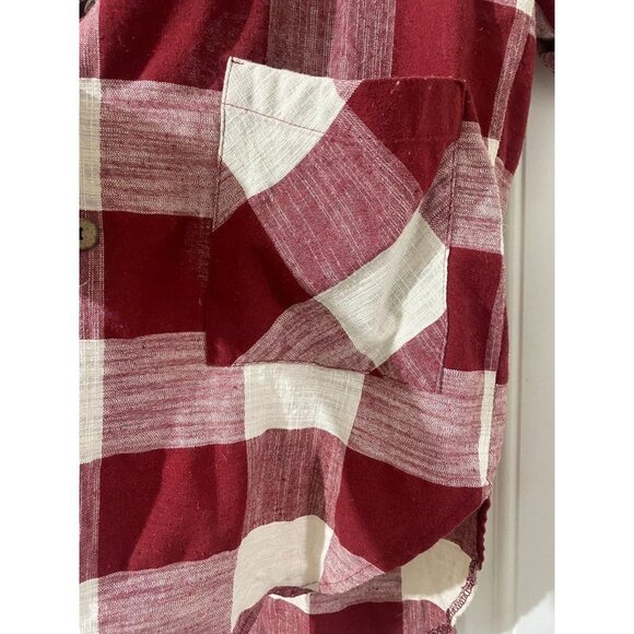 Red and Cream Plaid Shacket Oversized Fit - Picture 5 of 7